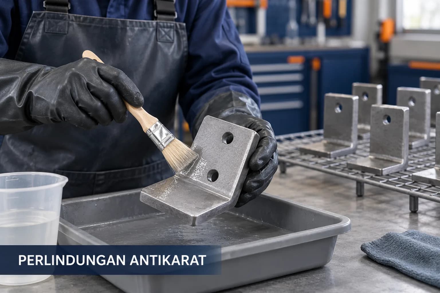 Hexachem Water-Based Rust Preventive, lapisan yang digunakan untuk melindungi besi bersih dari korosi setelah pembersihan.