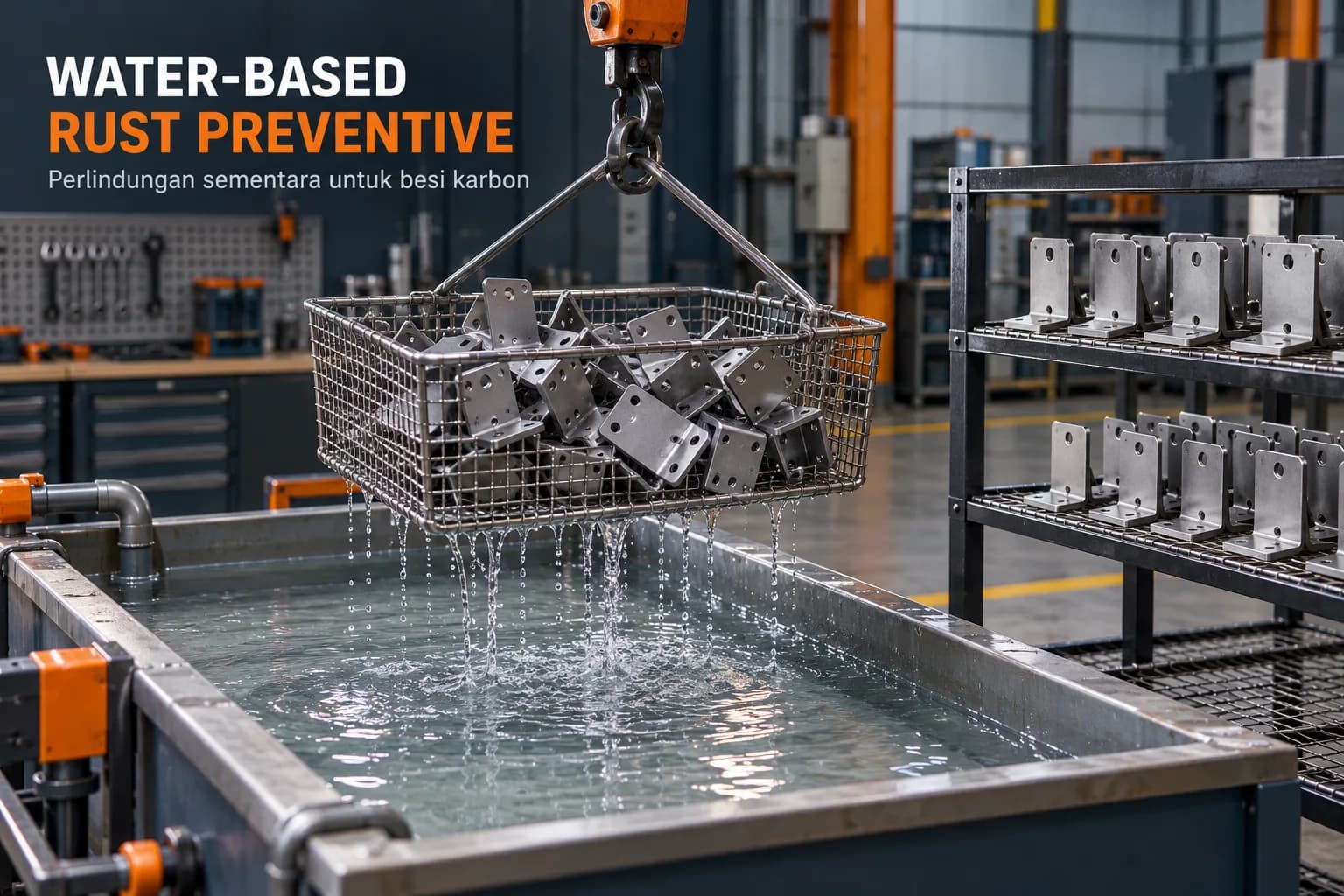 Hexachem Water-Based Rust Preventive, the coating used to protect stripped steel from rust.
