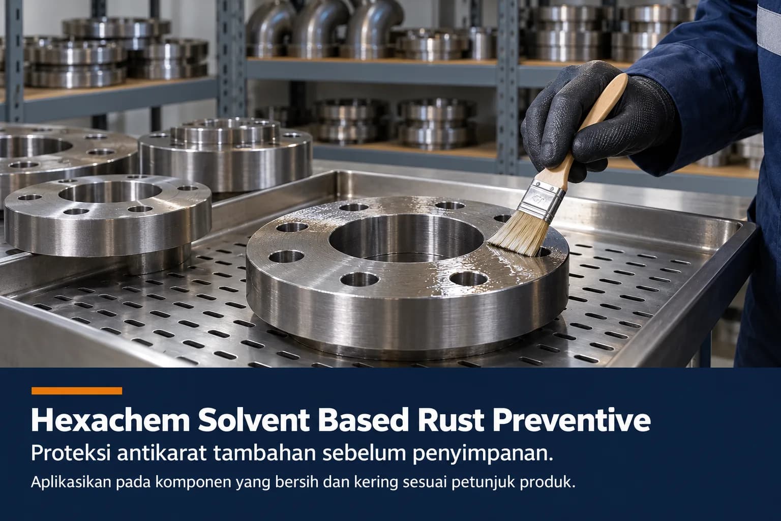 Hexachem Solvent Based Rust Preventive, lapisan yang digunakan bila diperlukan perlindungan jangka panjang setelah pembersihan.